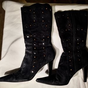 Funky Antonio Melani studded black suede boots